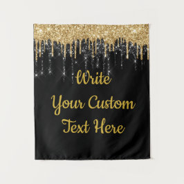 Black Gold Glitter Birthday Photo Booth Backdrop Wandkleed