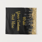 Black Gold Glitter Birthday Photo Booth Backdrop Wandkleed (Voorkant (horizontaal))