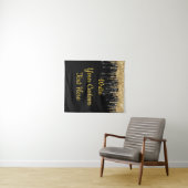 Black Gold Glitter Birthday Photo Booth Backdrop Wandkleed (In Situ (horizontaal))