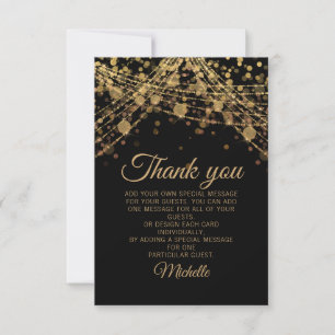 Black Gold Glitter Bokeh Birthday Party Hartelijk  Bedankkaart