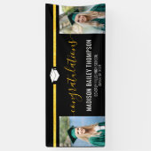 Black Gold Glitter Calligraphy Afstuderen Foto Spandoek (Verticaal)