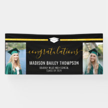 Black Gold Glitter Calligraphy Afstuderen Foto