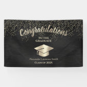 Black Gold Glitter Class of 2022 Afstuderen Banner (Horizontaal)