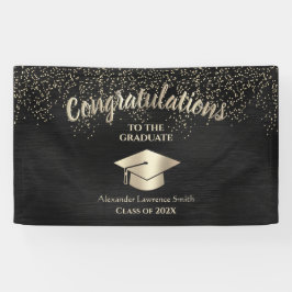 Black Gold Glitter Class of 2022 Afstuderen Banner