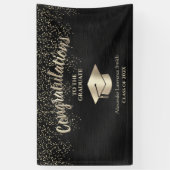 Black Gold Glitter Class of 2022 Afstuderen Banner (Verticaal)