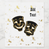 Black Gold Glitter Comedy en tragedie op maat Wijn Etiket (Enkel label)