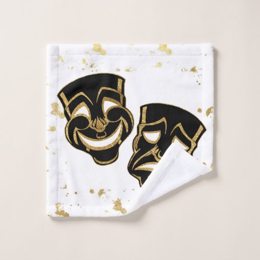 Black Gold Glitter Comedy en tragedie theater Bad Handdoek (Wasdoekje)