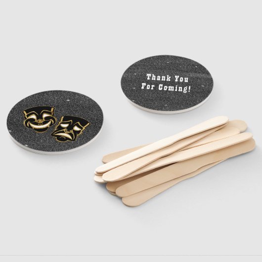 Black Gold Glitter Comedy en tragedie theater Handwaaier (Niet-gemonteerd)