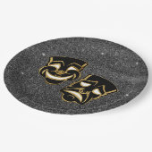 Black Gold Glitter Comedy en tragedie theater Papieren Bordje (Gekanteld)