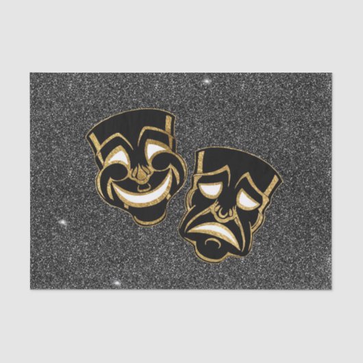 Black Gold Glitter Comedy en tragedie theater Tissuepapier (Voorkant)