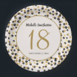 Black Gold Glitter Confetti 18th Birthday Papieren Bordje<br><div class="desc">Elegant zwart en goudglitter borden van het 18e verjaardagsfeestje op maat van jouw naam,  leeftijd en feestdatum. Alle tekst kan worden aangepast zodat u deze papieren borden kunt ontwerpen voor elke leeftijd wanneer u de ontwerpgereedschappen van Zazzle gebruikt.</div>