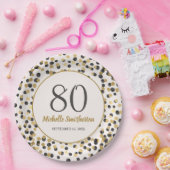 Black Gold Glitter Confetti 80th Birthday Papieren Bordje (Feest)