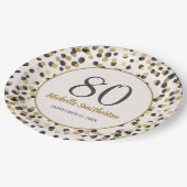 Black Gold Glitter Confetti 80th Birthday Papieren Bordje (Gekanteld)