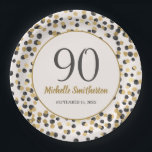 Black Gold Glitter Confetti 90th Birthday Papieren Bordje<br><div class="desc">Elegant zwart en goudglitter borden van het 90ste verjaardagsfeestje op maat van jouw naam,  leeftijd en feestdatum. Alle tekst kan worden aangepast zodat u deze papieren borden kunt ontwerpen voor elke leeftijd wanneer u de ontwerpgereedschappen van Zazzle gebruikt.</div>