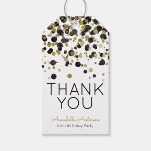 Black Gold Glitter Confetti Bedankt voor de verjaa Cadeaulabel