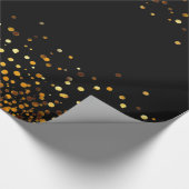 Black Gold Glitter Confetti Faux Foil Cadeaupapier (Hoek)