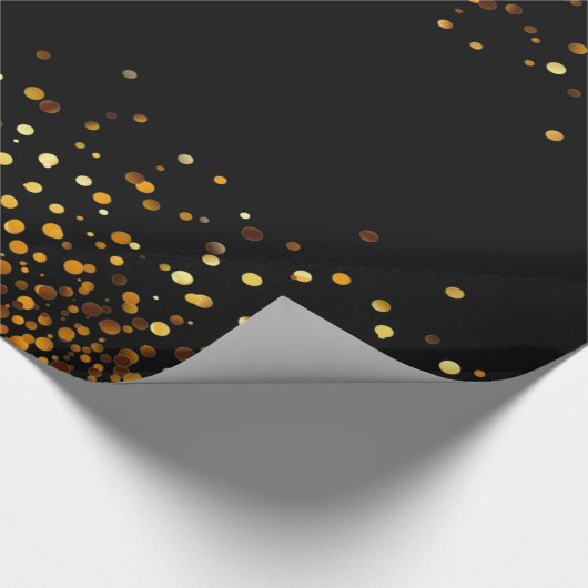 Black Gold Glitter Confetti Faux Foil Cadeaupapier (Hoek)