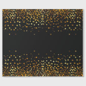 Black Gold Glitter Confetti Faux Foil Cadeaupapier (Vlak)