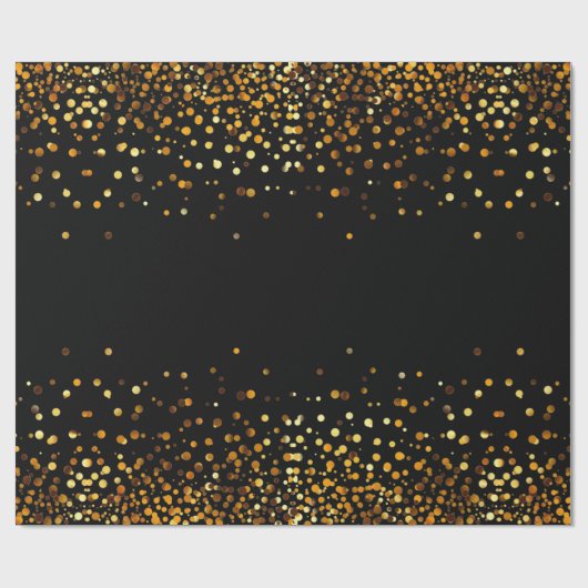 Black Gold Glitter Confetti Faux Foil Cadeaupapier (Vlak)