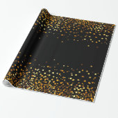 Black Gold Glitter Confetti Faux Foil Cadeaupapier (Uitgerold)