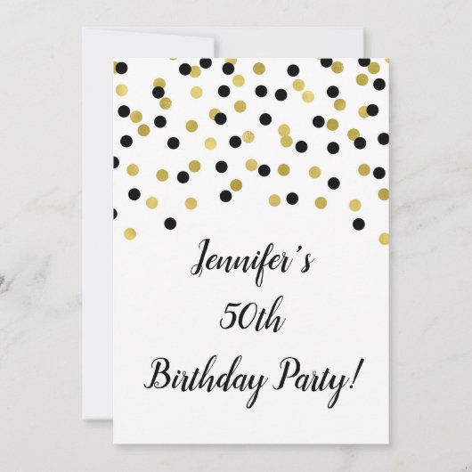 Black Gold Glitter Confetti juicht tot 50 jaar Kaart (Voorkant)