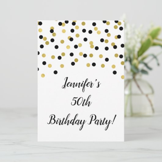 Black Gold Glitter Confetti juicht tot 50 jaar Kaart (Staand voorkant)