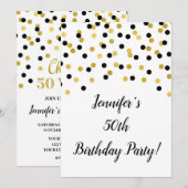 Black Gold Glitter Confetti juicht tot 50 jaar Kaart (Voorkant / Achterkant)