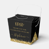 Black Gold Glitter Confetti Mini Takeout Favor Bedankdoosjes (Voorkant Zijde)