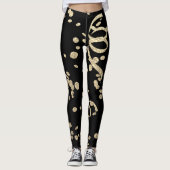 Black Gold Glitter Confetti New Years Eve Party Leggings (Voorkant)