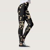 Black Gold Glitter Confetti New Years Eve Party Leggings (Rechts)