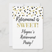 Black Gold Glitter Confetti Retirement Party Kaart (Voorkant)