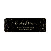 Black Gold Glitter Confetti Return Label (Voorkant)