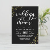 Black Gold Glitter Confetti Wedding Shower Kaart (Staand voorkant)