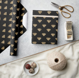 Black Gold Glitter Diamonds Cadeaupapier