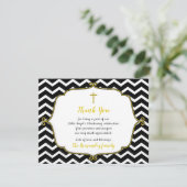 Black Gold Glitter Doop bedankt opmerking Kaart (Staand voorkant)