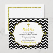 Black Gold Glitter Doop bedankt opmerking Kaart (Voorkant / Achterkant)