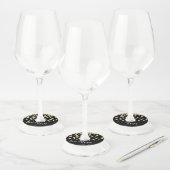 Black & Gold Glitter Dot Drink op Love Fun Wedding Wijnglaslabel (Set)