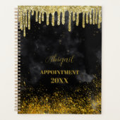 Black Gold Glitter Drips Blush Naam 2025 Planner (Voorkant)