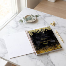 Black Gold Glitter Drips Blush Naam 2025 Planner