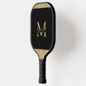 Black Gold Glitter Elegant Monogram op maat Pickleball Paddle (Links)