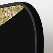 Black Gold Glitter Elegant Monogram op maat Pickleball Paddle (Links Detail)