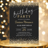 Black Gold Glitter Elke Leeftijd Verjaardag Kaart