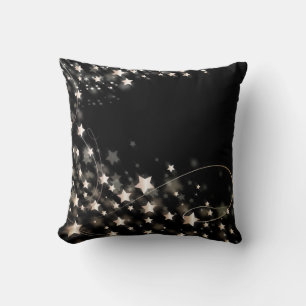 Black Gold Glitter Faux Folie Confetti Stars Kussen
