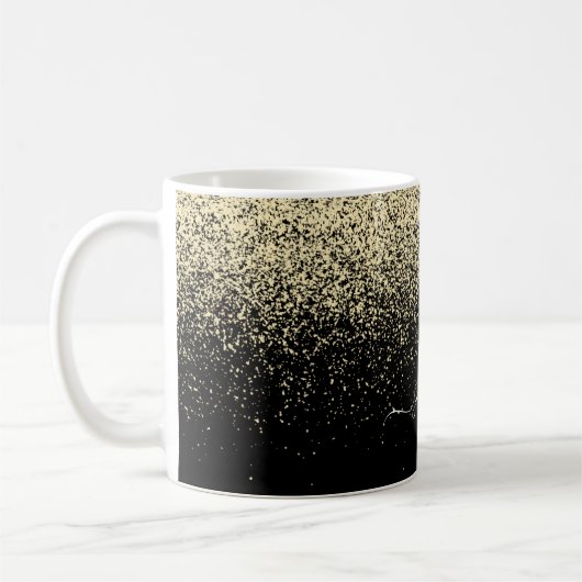 Black Gold Glitter Girly Monogram Koffiemok (Links)