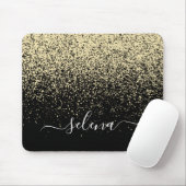Black Gold Glitter Girly Monogram Muismat (Met muis)