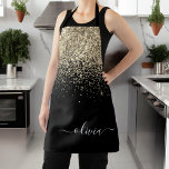 Black Gold Glitter Girly Monogram Naam Schort<br><div class="desc">Zwart en goudglitter geborsteld Metaal Monogram Naam Apron. Dit maakt de perfecte liefhebbende 16 verjaardag,  bruiloft,  vrijgezellenfeest,  verjaardagsdag,  baby shower of vrijgezellenfeest voor iemand die van luxe glam en stijl houdt.</div>
