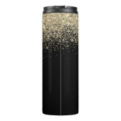 Black Gold Glitter Girly Monogram Naam Thermosbeker (Achterkant)