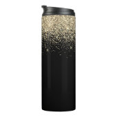 Black Gold Glitter Girly Monogram Naam Thermosbeker (Geroteerd rechts)
