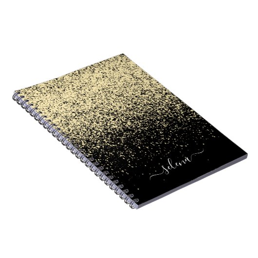 Black Gold Glitter Girly Monogram Notitieboek (Rechterzijde)