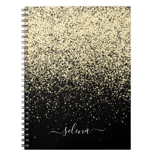 Black Gold Glitter Girly Monogram Notitieboek (Voorkant)